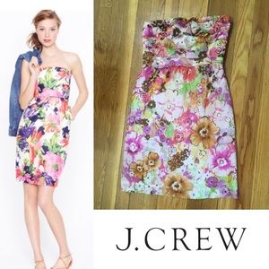 J CREW STRAPLESS COTTON/SILK FLORAL DRESS. SIZE O